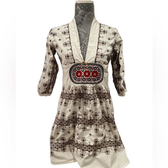 Old Molly 360 Embroidered Tunic Dress | 3/4 Sleeves | Size 1 - Picture 3 of 8